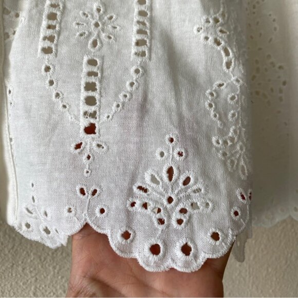 MNG Mango Swiss Embroidery Linen Blouse 2 - Picture 6 of 9